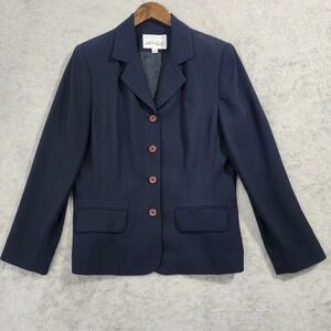 Lord & Taylor Womens Work Career Blazer Size 10 Navy Blue Polyester  GT